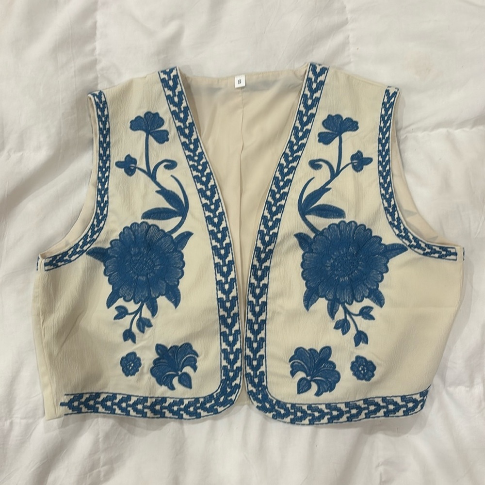 Blue floral vest